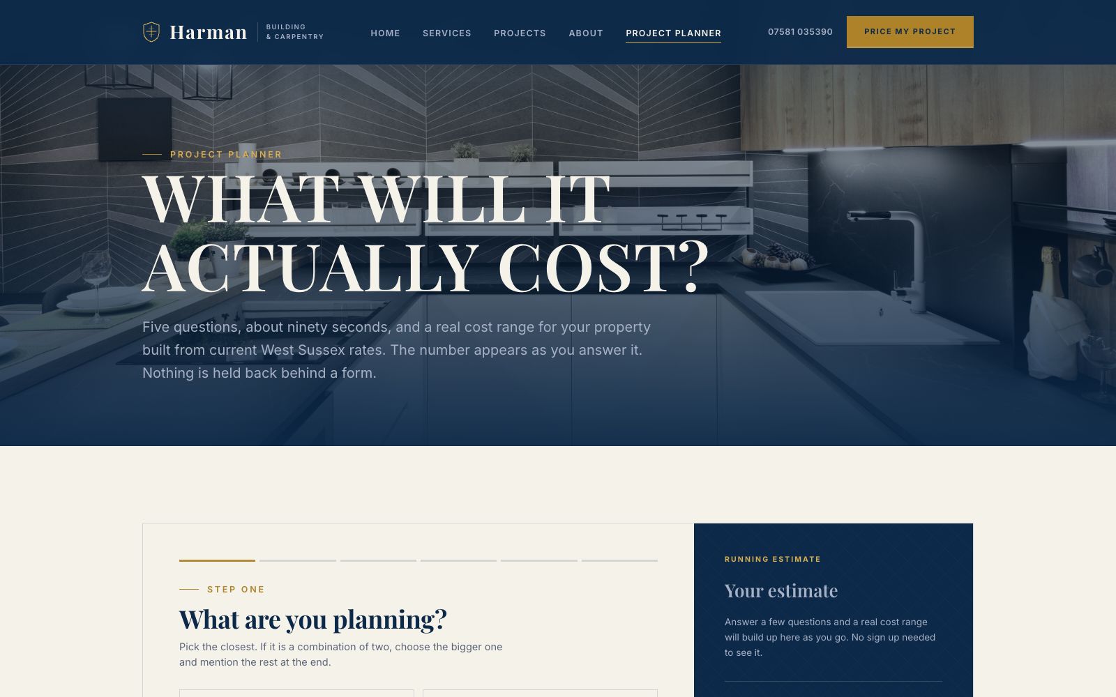 Harman Building & Carpentry The Project Planner page