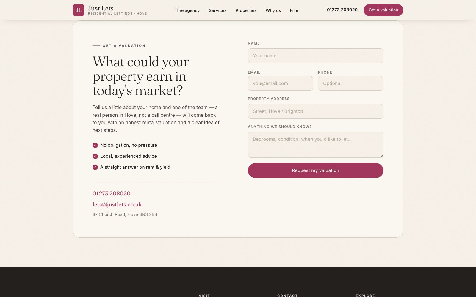 Just Lets Valuation page