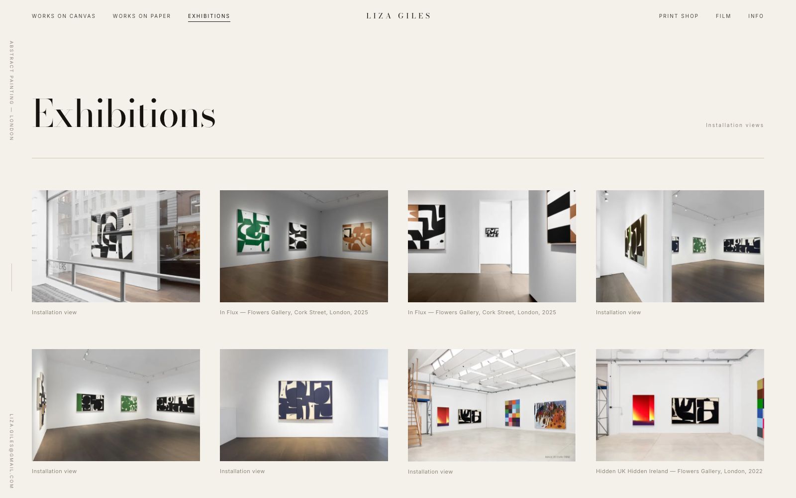 Liza Giles Exhibitions page