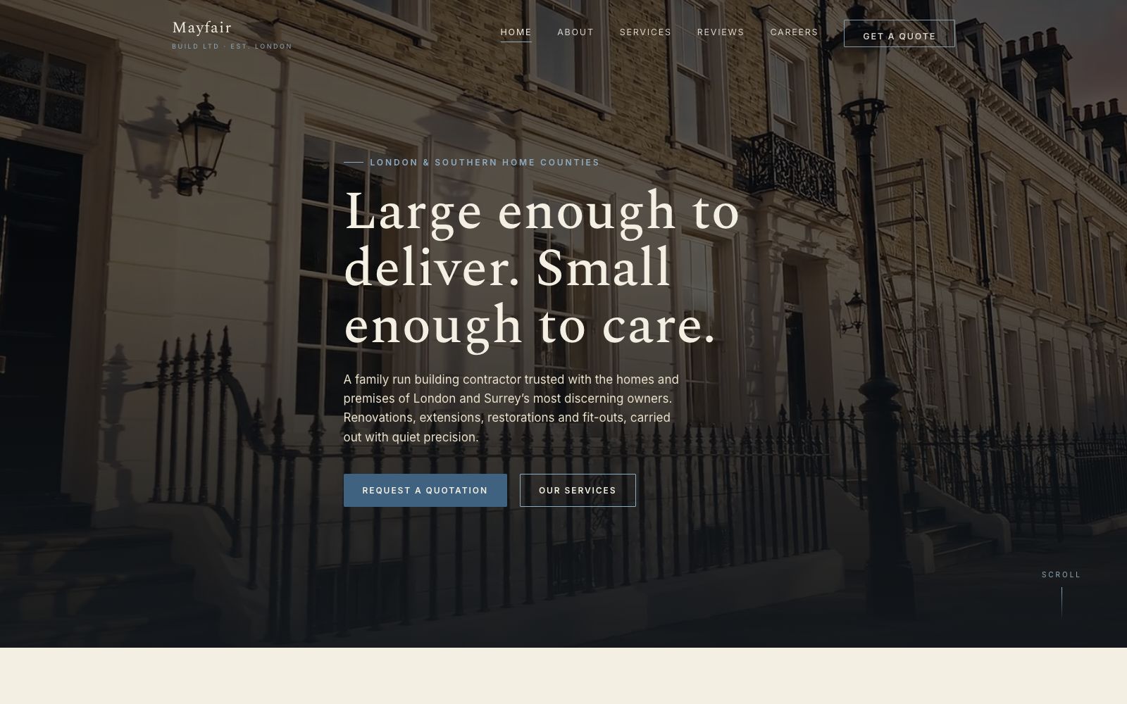 The Mayfair Build home page
