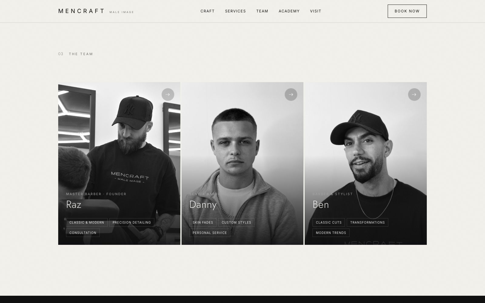 Mencraft The team page